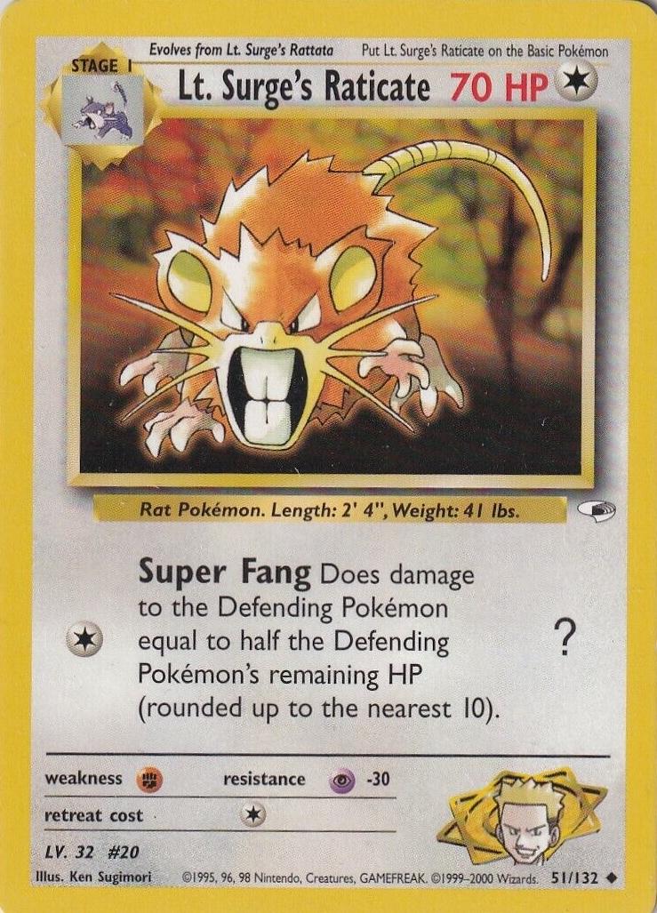 Lt. Surge's Raticate #051 Gym Heroes (EN)