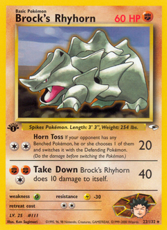 Brock's Rhyhorn #022 Gym Heroes 1st Ed (EN)