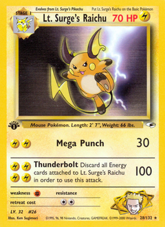 Lt. Surge's Raichu  #028 Gym Heroes 1st Ed (EN)