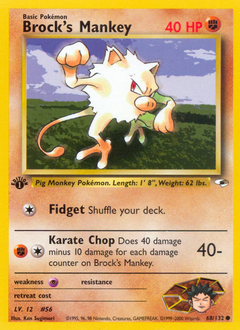 Brock's Mankey #068 Gym Heroes 1st Ed (EN)