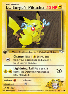 Lt. Surge's Pikachu #081 Gym Heroes 1st Ed (EN)