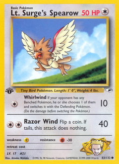 Lt. Surge's Spearow #083 Gym Heroes 1st Ed (EN)